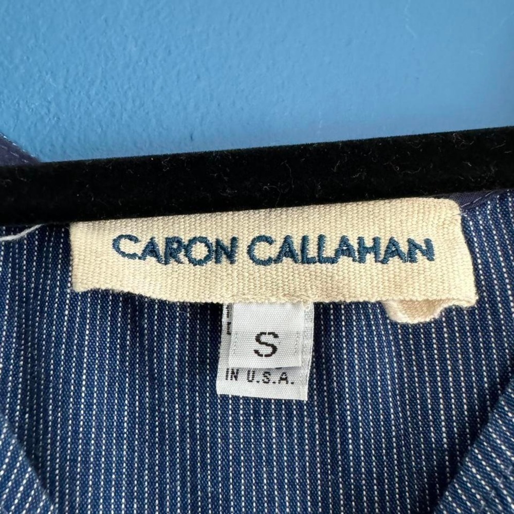 Caron Callahan Dress‎ Women's Size Small Striped Blue White Button Cutout Twee - Picture 5 of 8